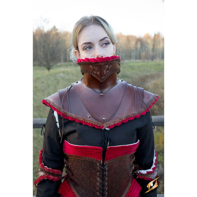 Womens Leather Armor - Medieval Leather Gorget - Calimacil
