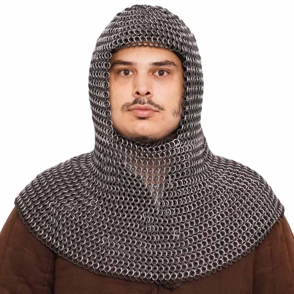 Aluminum & Rubber Chainmail Coif – Lightweight Flexible Mail Hood for ...