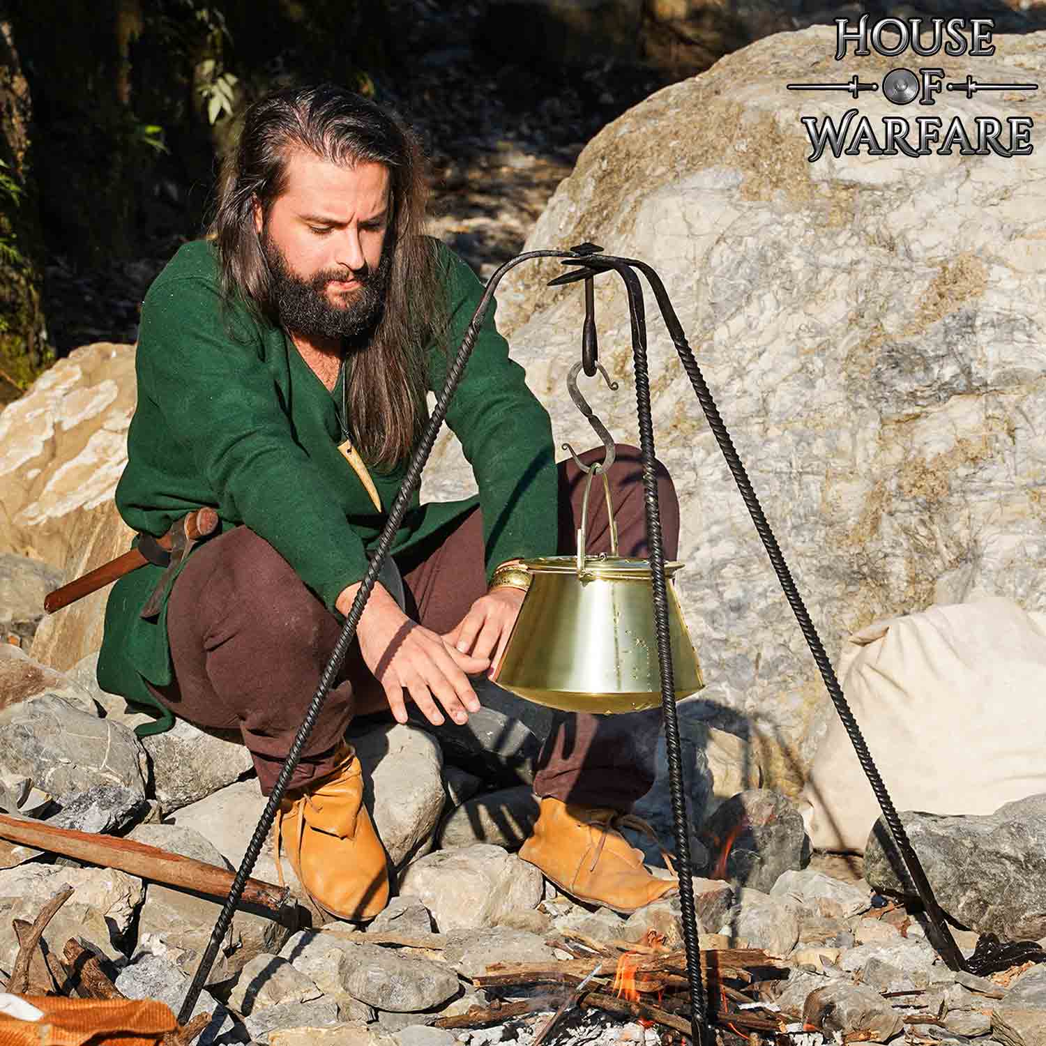 Authentic Medieval Brass Kettle for LARP, Cooking & Camping Gear ...
