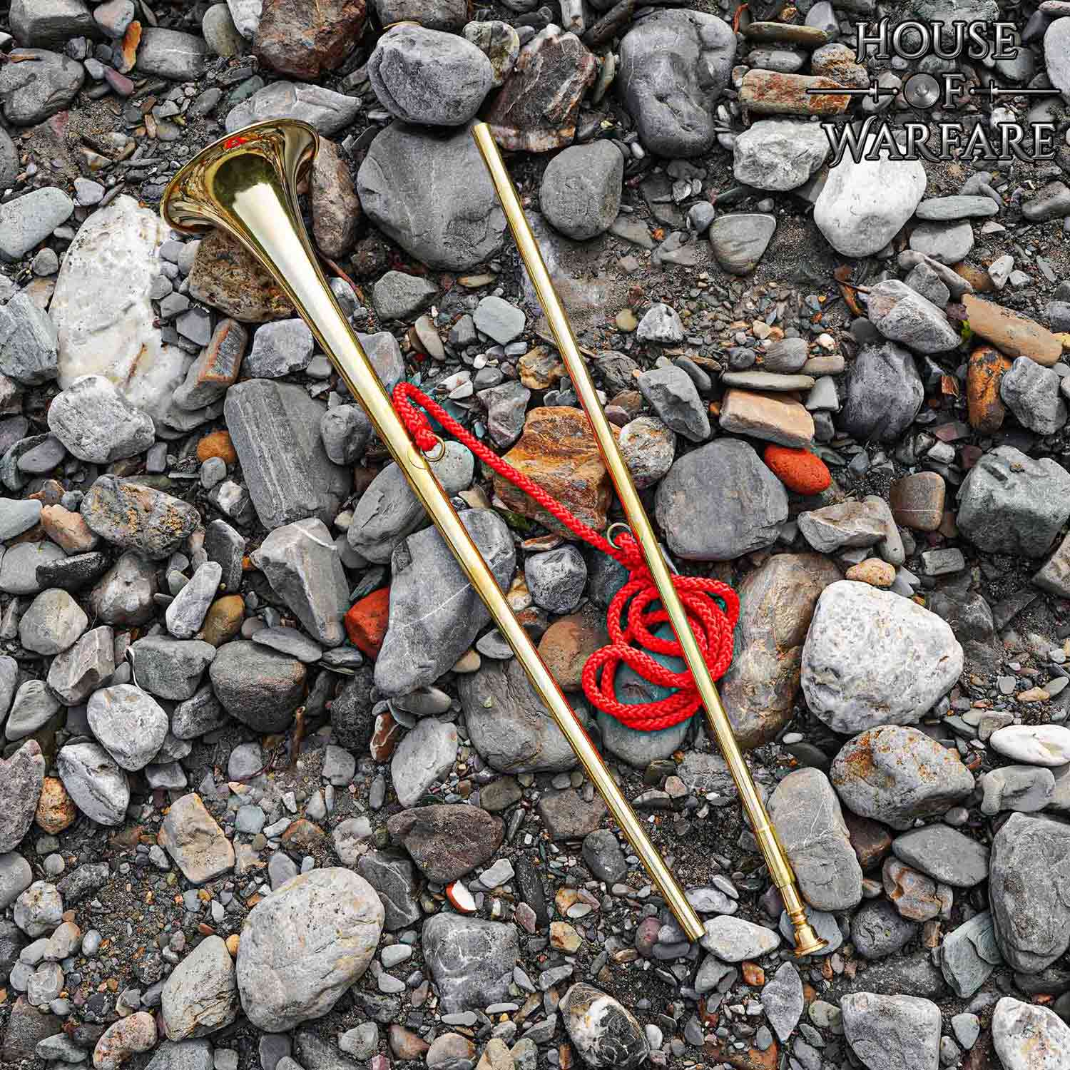 Medieval Brass Trumpet with Red Cord - Perfect for LARP & Reenactment ...