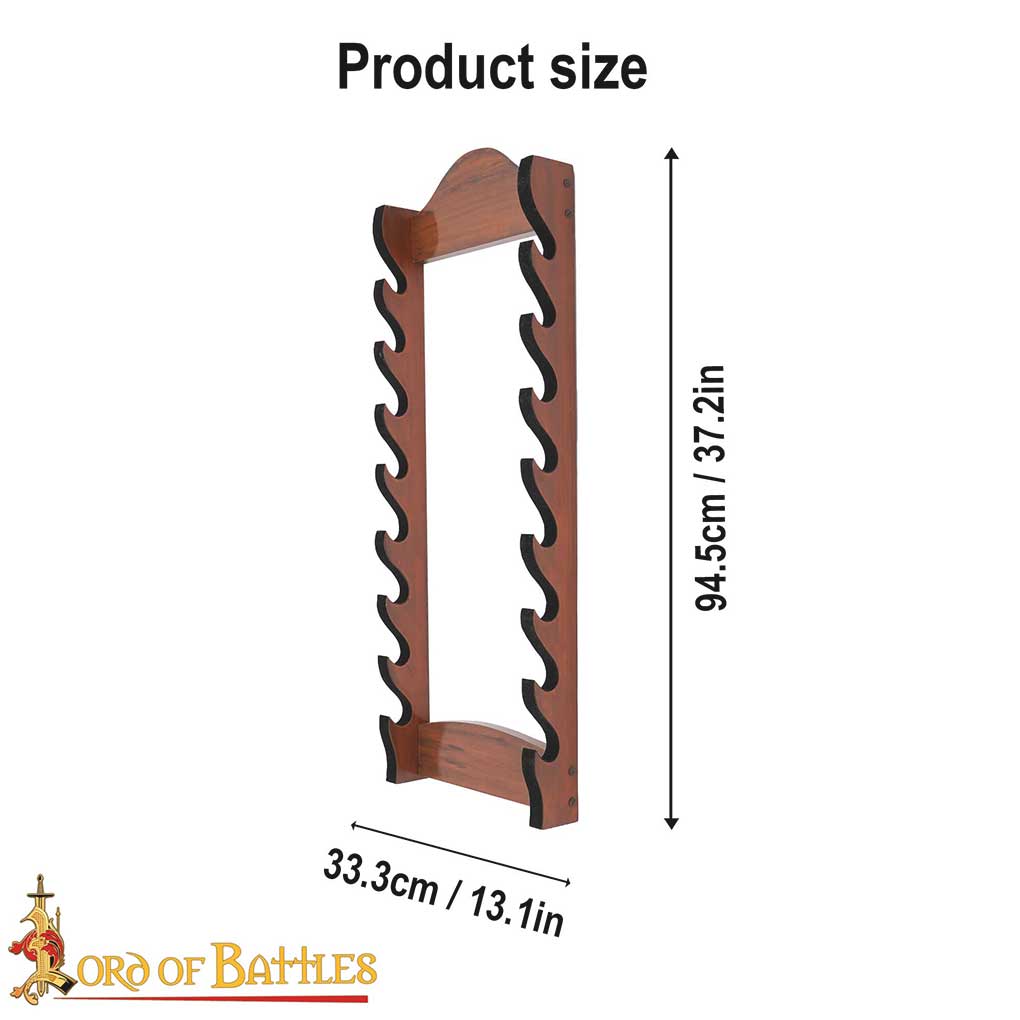 Larp Rope Rack 8-Tier Wooden Sword Display Stand – Wall Mounted Rack for LARP ...