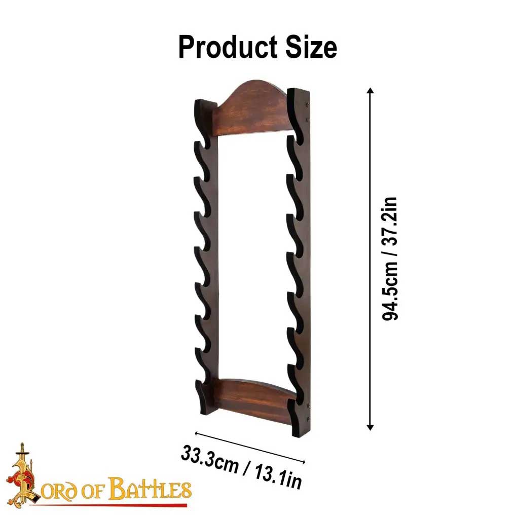 8-Tier Wall-Mounted Sword Stand – LARP & Replica Weapon Display Rack ...