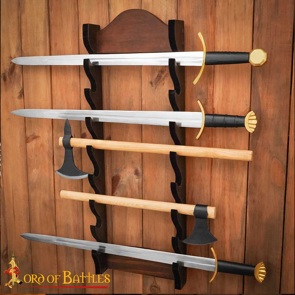 8-Tier Wall-Mounted Sword Stand – LARP & Replica Weapon Display Rack ...