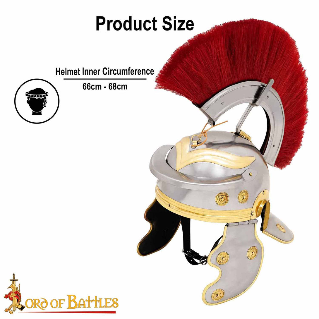 Roman Centurion Steel Helmet with Red Plume
