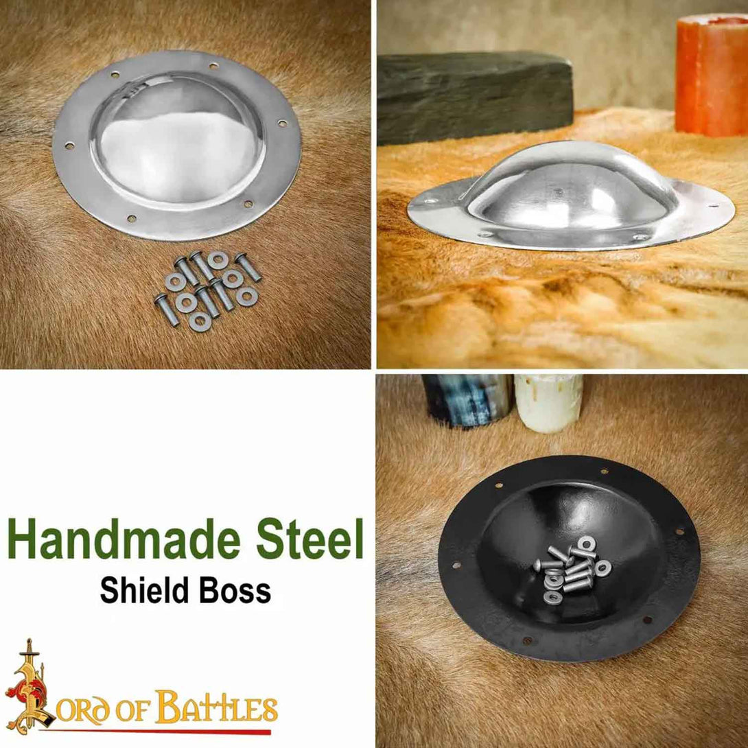 Medieval Round Shield Boss – Polished or Black Steel Umbo – Calimacil