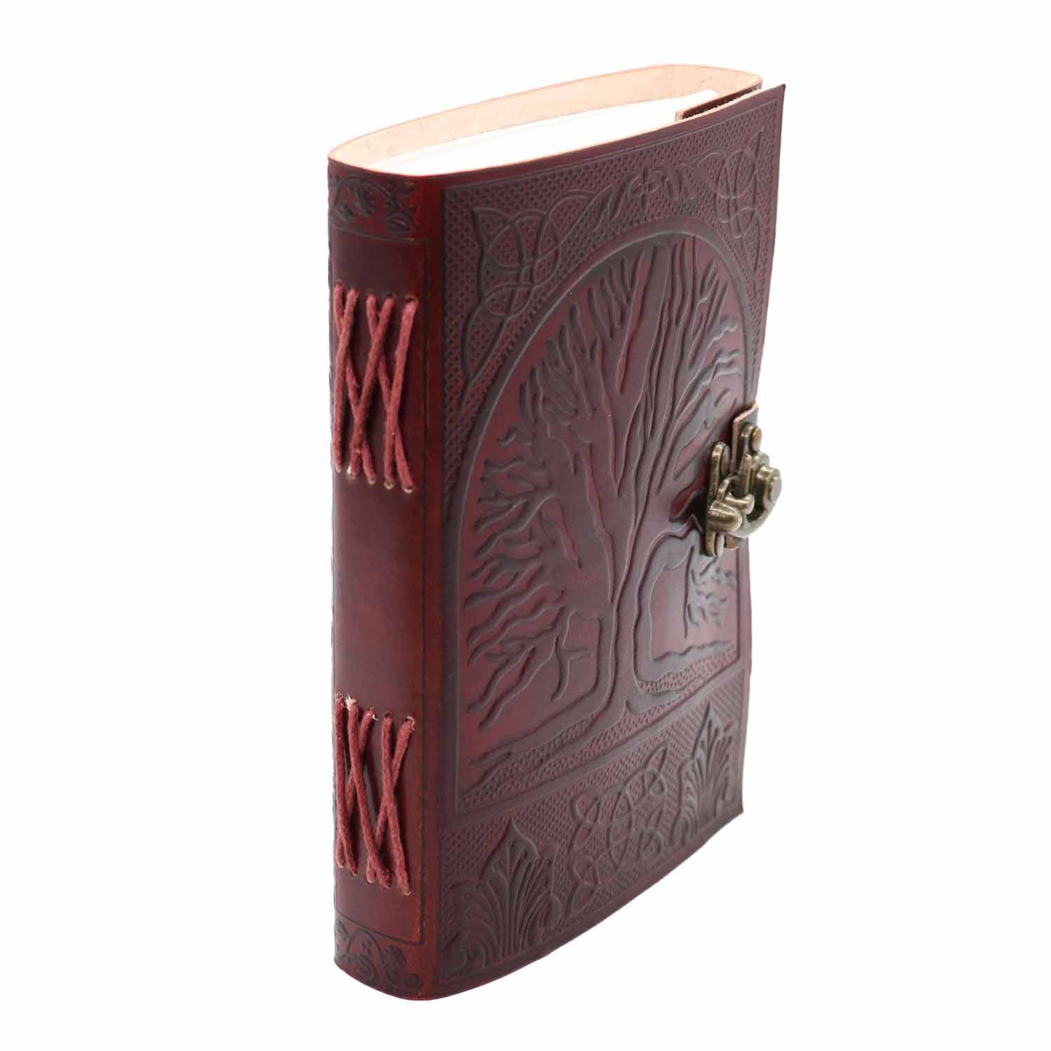 Tre Journal Tree of Life Leather Journal with Lock – Handmade & Embossed – Calimacil