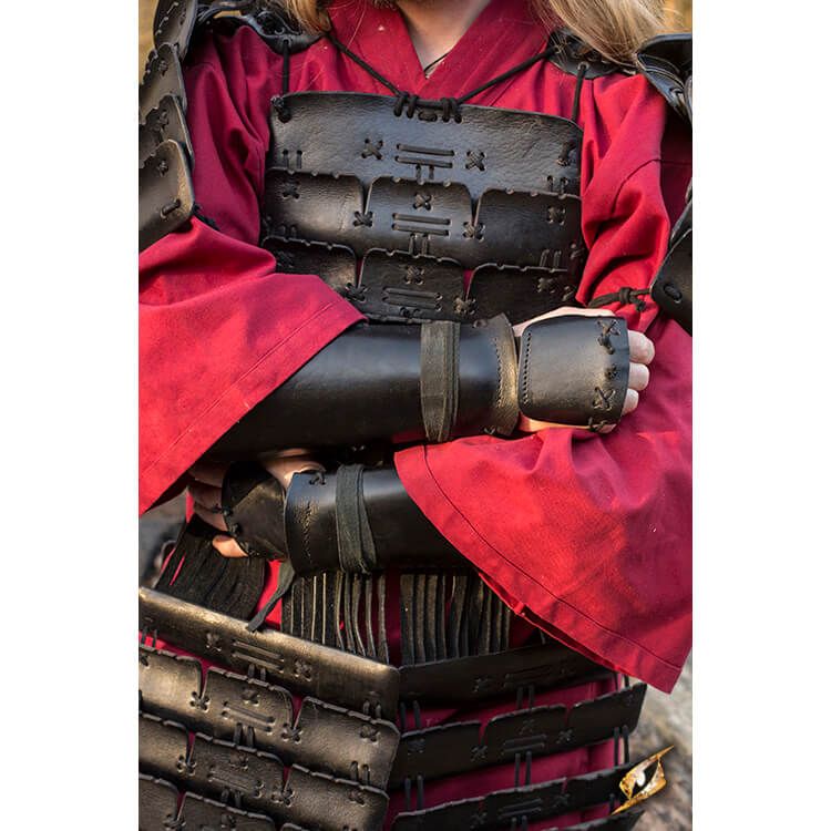 Samurai Bracers - Black/Red  Bracer, Leather armor, Samurai armor